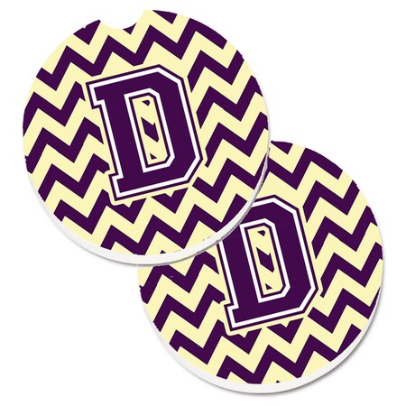 Carolines Treasures Letter D Chevron Purple and Gold Cup Holder Car Coaster, PK2 CJ1058-DCARC